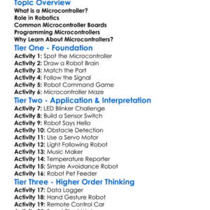 Microcontrollers In Robotics Worksheet Activity Booklet