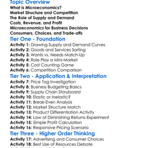 Microeconomics For Business Worksheet Activity Booklet