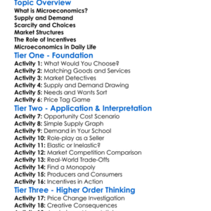 Microeconomics Fundamentals Worksheet Activity Booklet