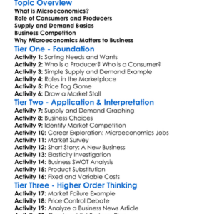 Microeconomics In Business Worksheet Activity Booklet