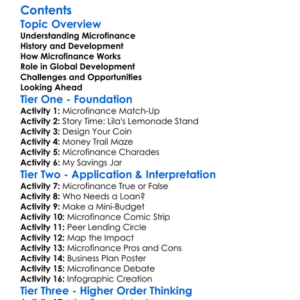 Microfinance And Global Development Worksheet Activity Booklet
