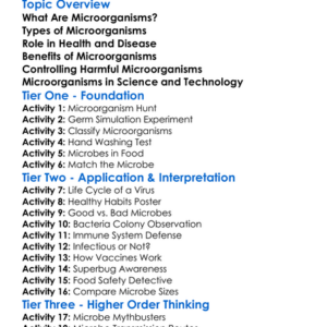 Microorganisms And Health Worksheet Activity Booklet
