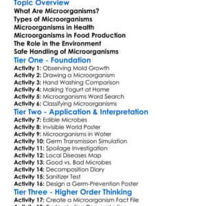 Microorganisms In Everyday Life Worksheet Activity Booklet