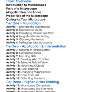 Microscope Use And Care Worksheet Activity Booklet