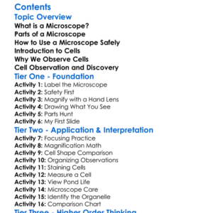 Microscope Use And Cell Observation Worksheet Activity Booklet