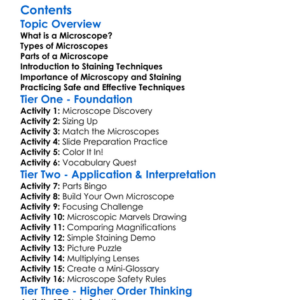 Microscopes And Staining Techniques Worksheet Activity Booklet