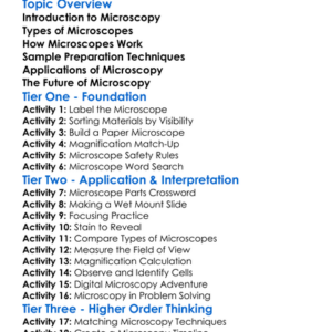 Microscopy Techniques Worksheet Activity Booklet