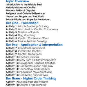 Middle East Conflicts Worksheet Activity Booklet