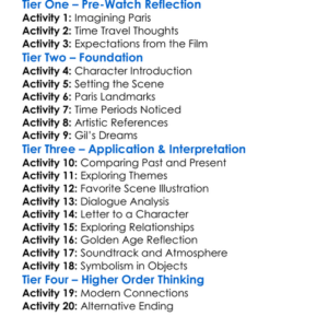 Midnight In Paris 2011 Worksheet Activity Booklet