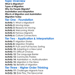 Migration And Assimilation Worksheet Activity Booklet