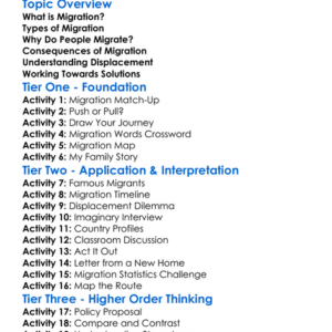 Migration And Displacement Worksheet Activity Booklet