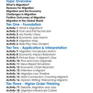 Migration And Economics Worksheet Activity Booklet