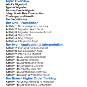 Migration And Integration Worksheet Activity Booklet