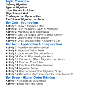 Migration And Labor Markets Worksheet Activity Booklet