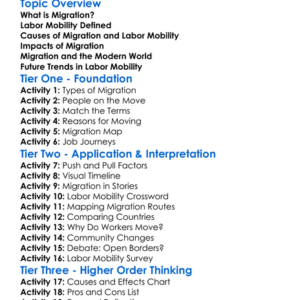 Migration And Labor Mobility Worksheet Activity Booklet