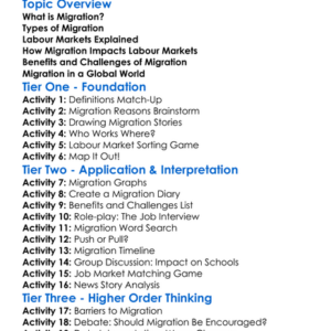 Migration And Labour Markets Worksheet Activity Booklet