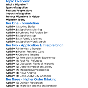 Migration And Movement Of People Worksheet Activity Booklet