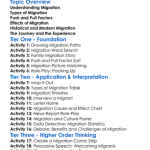 Migration And Movement Of Peoples Worksheet Activity Booklet