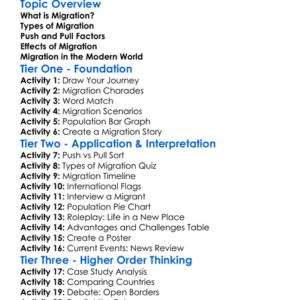 Migration And Population Movement Worksheet Activity Booklet