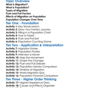 Migration And Population Worksheet Activity Booklet