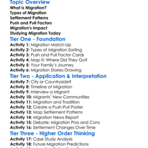 Migration And Settlement Patterns Worksheet Activity Booklet