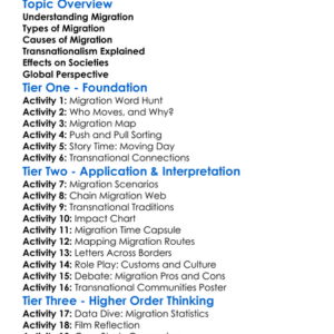 Migration And Transnationalism Worksheet Activity Booklet