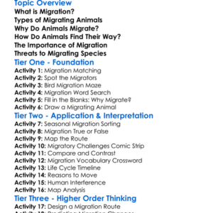 Migration In Birds And Animals Worksheet Activity Booklet