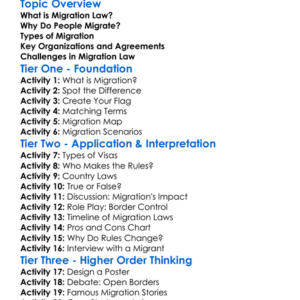 Migration Law Worksheet Activity Booklet