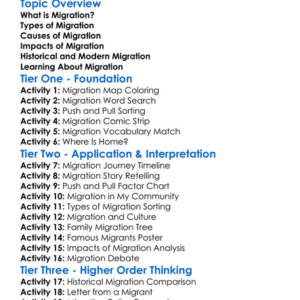 Migration Of Peoples Worksheet Activity Booklet