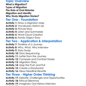 Migration Stories And Oral Histories Worksheet Activity Booklet