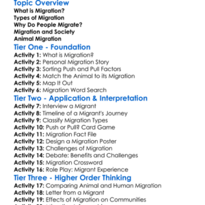 Migration Worksheet Activity Booklet