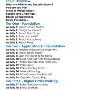 Military And Security Robots Worksheet Activity Booklet