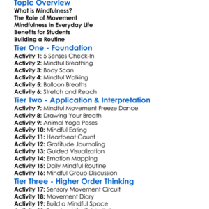 Mindfulness And Movement Worksheet Activity Booklet