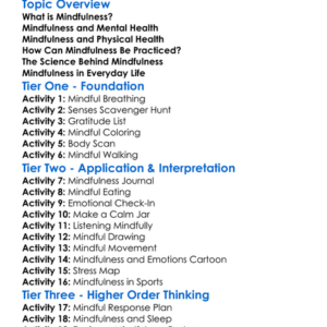 Mindfulness In Health Worksheet Activity Booklet