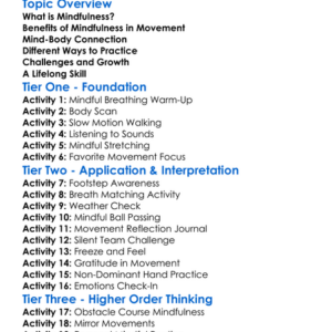 Mindfulness In Physical Activity Worksheet Activity Booklet