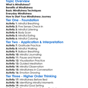 Mindfulness Techniques Worksheet Activity Booklet