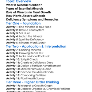 Mineral Nutrition In Plants Worksheet Activity Booklet