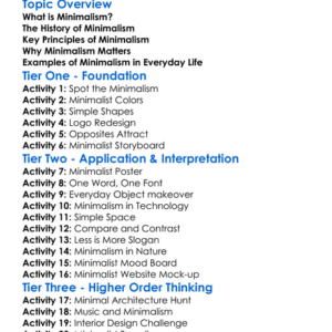 Minimalism In Design Worksheet Activity Booklet
