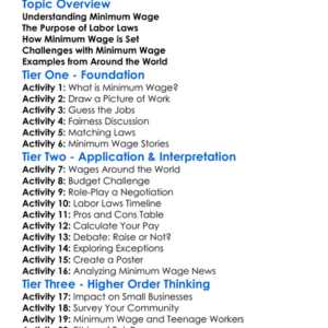 Minimum Wage And Labor Laws Worksheet Activity Booklet