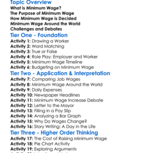 Minimum Wage Worksheet Activity Booklet