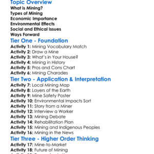 Mining And Its Effects Worksheet Activity Booklet