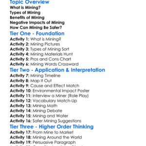 Mining And Its Impact Worksheet Activity Booklet