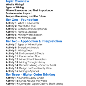 Mining And Mineral Resources Worksheet Activity Booklet