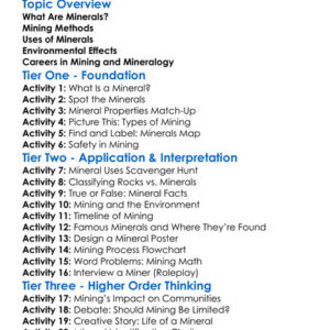 Mining And Minerals Worksheet Activity Booklet