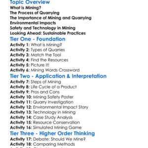 Mining And Quarrying Worksheet Activity Booklet
