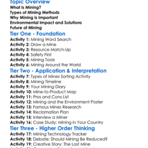 Mining And Resource Extraction Worksheet Activity Booklet
