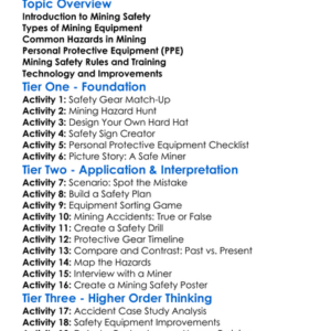Mining Safety And Equipment Worksheet Activity Booklet