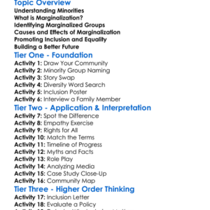 Minorities And Marginalization Worksheet Activity Booklet