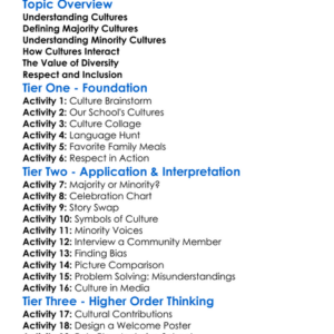 Minority And Majority Cultures Worksheet Activity Booklet