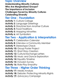 Minority And Marginalized Cultures Worksheet Activity Booklet
